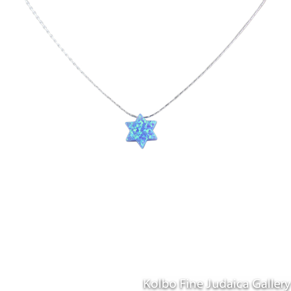 Necklace, Star, Blue Opal, 16" chain