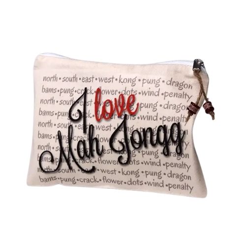 Mah Jongg Pouch, I Love Mah Jongg, Fits Standard Size Card