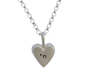 Necklace, Heart with Tiny Chai, Sterling Silver