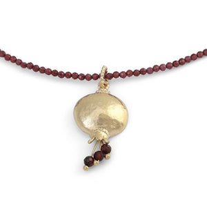 Necklace, Pomegranate Design, Garnets with Gold Plate Detail over Sterling Silver