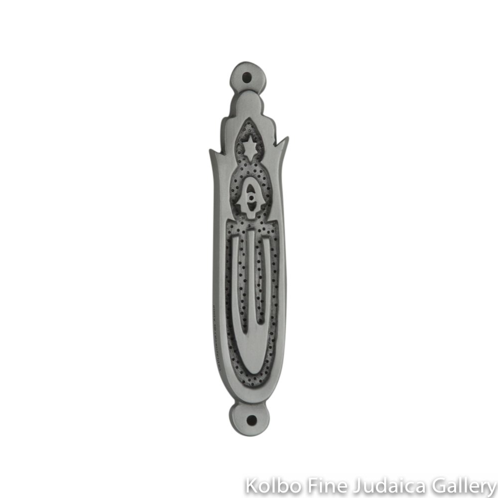 Mezuzah, Hamsa Design, Pewter