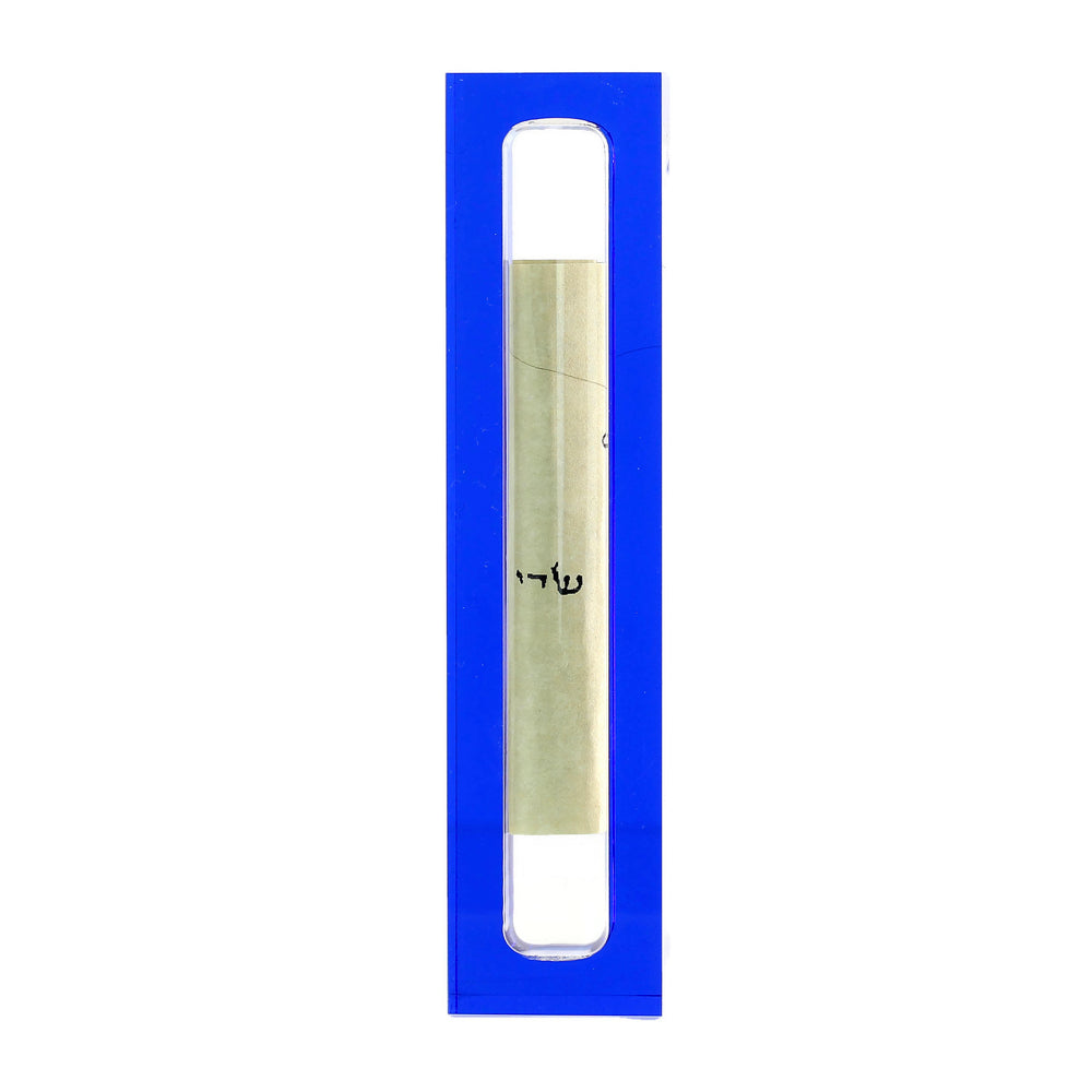 Mezuzah, Acrylic with Blue Highlights