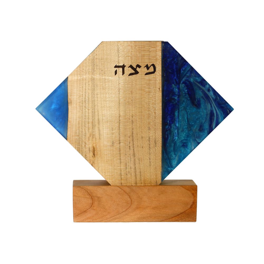 Matzah Stand, Mixed Hardwoods and Blue Epoxy, One Of A Kind