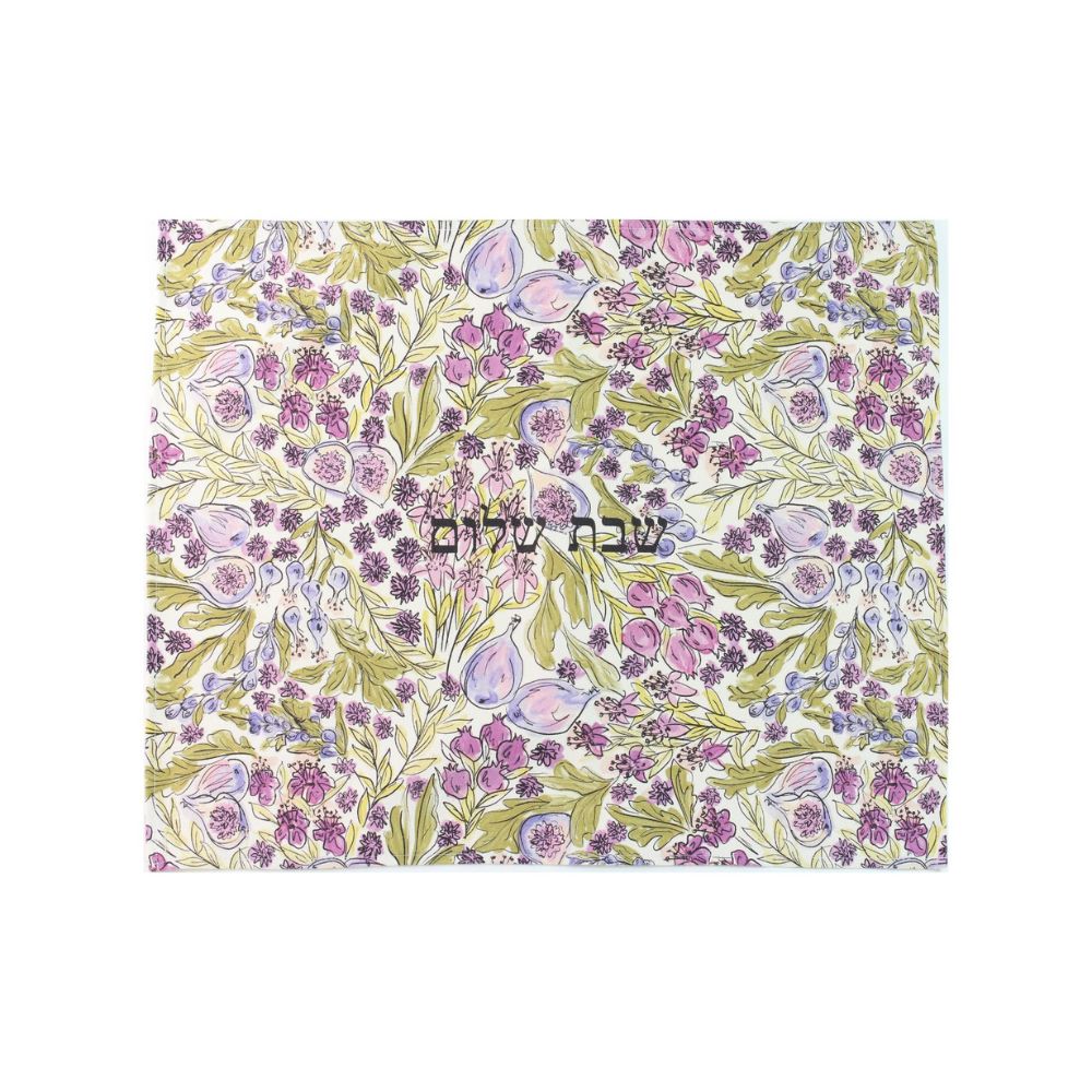 Challah Cover, Original Fig and Pomegranate Design, Organic Cotton Drill
