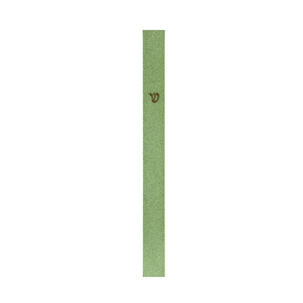 Mezuzah, Thin, Green, Anodized Aluminum with Shin