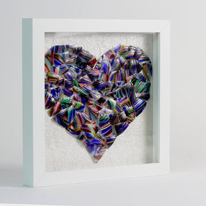 Heart Mosaic, Wedding Glass Shards, White Frame