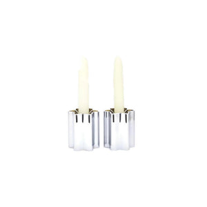 Candlesticks, Chrome Plated Polished Metal Alloy, For Candles or Tea Lights