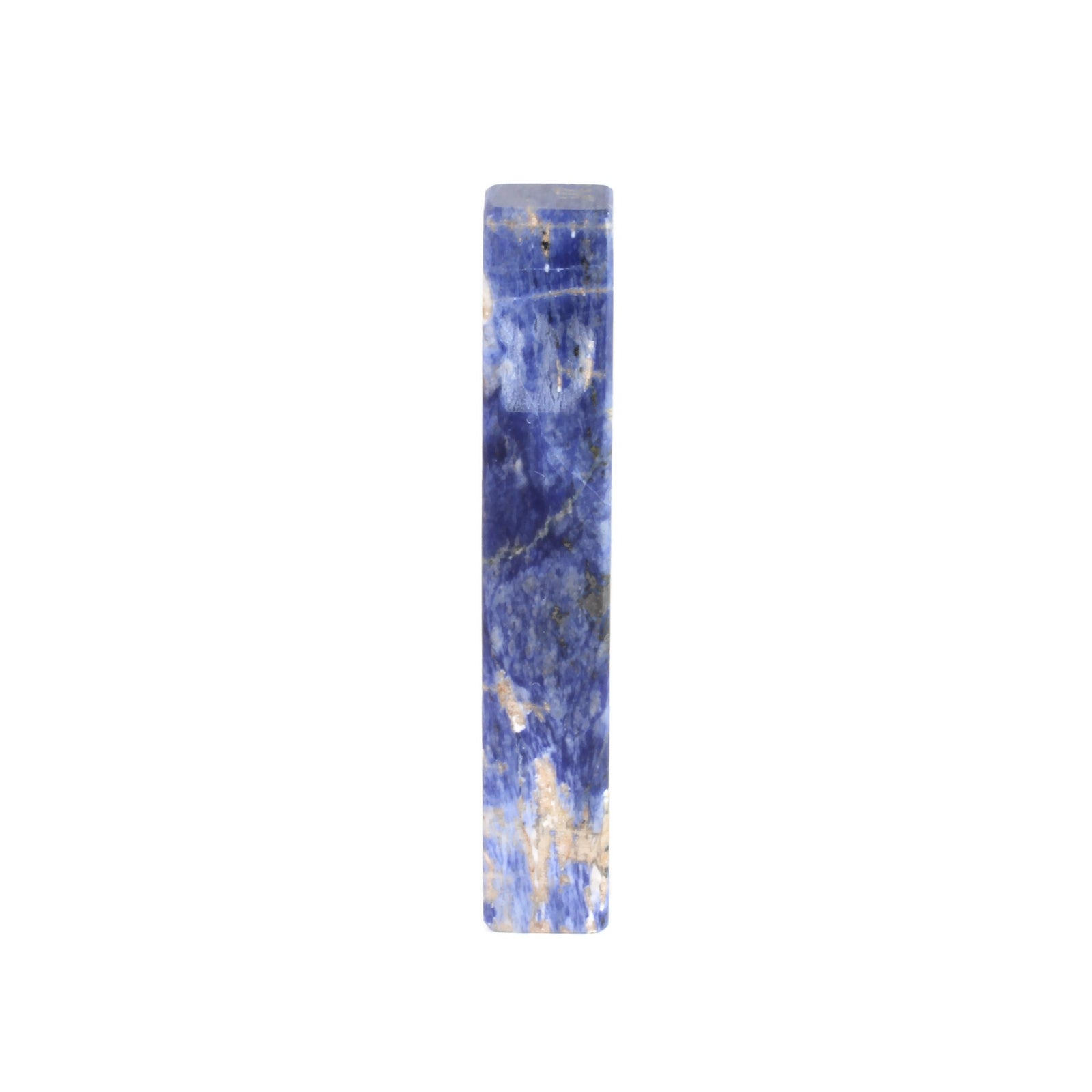 Mezuzah, Blue Jasper with Engraved Shin, 6"