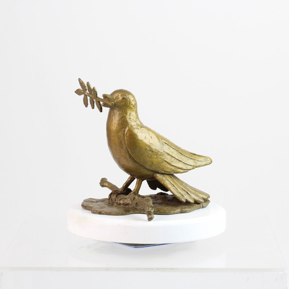 Dove of Peace, Bronze Sculpture on Rotating Marble Base, 7", Numbered Edition