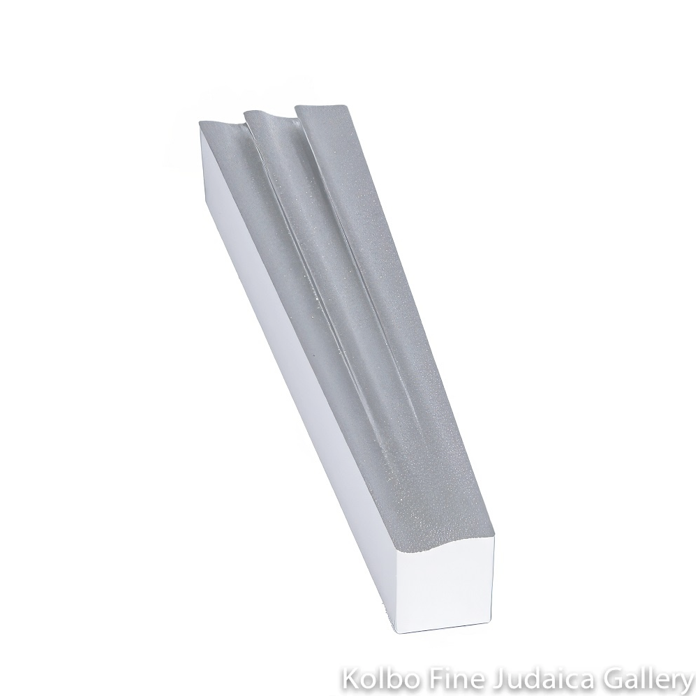 Mezuzah, Abstract Shin, Silver Anodized Aluminum