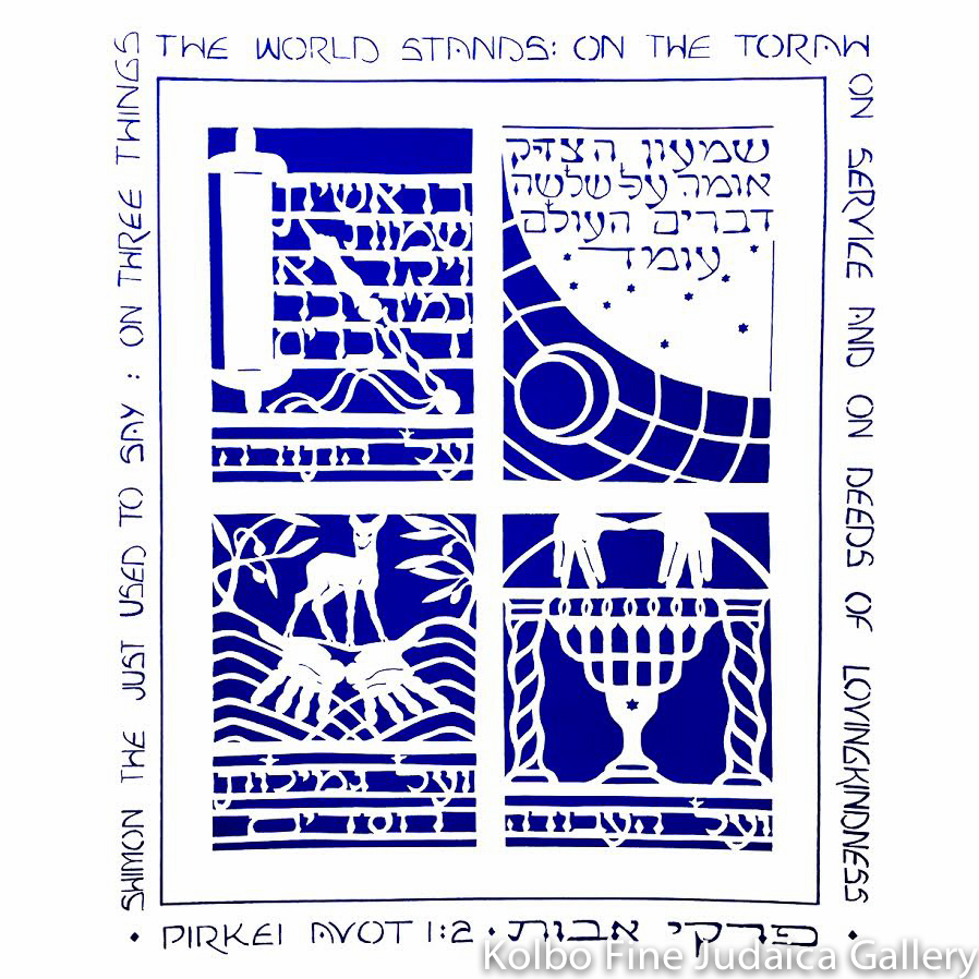 On Three Things, Serigraph in Blue, Framed