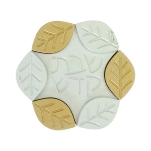 Travelling Candlesticks, Interlocking Leaf Design, Gold and Gray Anodized Aluminum