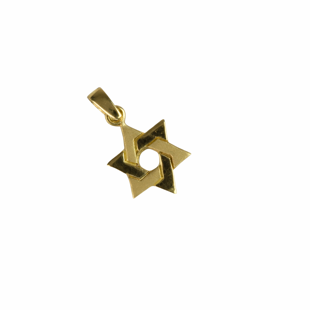 Pendant, 14k Gold, Star, Woven Shiny and Matte