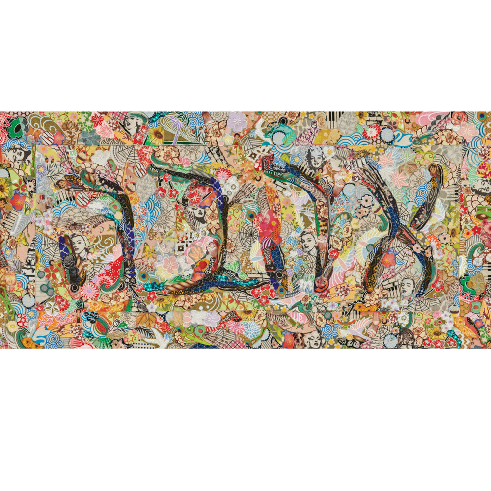 Ahava, Print of Japanese Paper Collage on Adhesive Backing, Medium