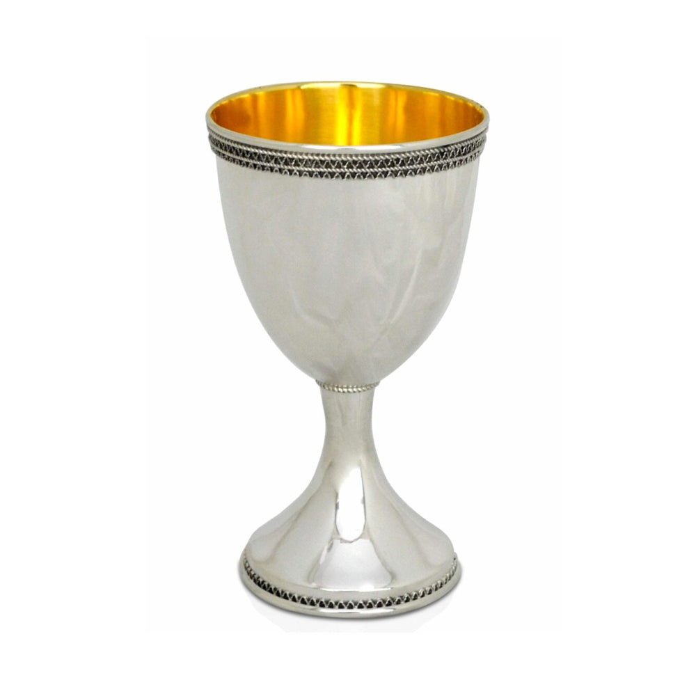 Kiddush Cup, Detailed Filigree, Sterling Silver