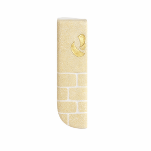 Mezuzah, Natural Jerusalem Stone, Wall with Offset Gold Shin