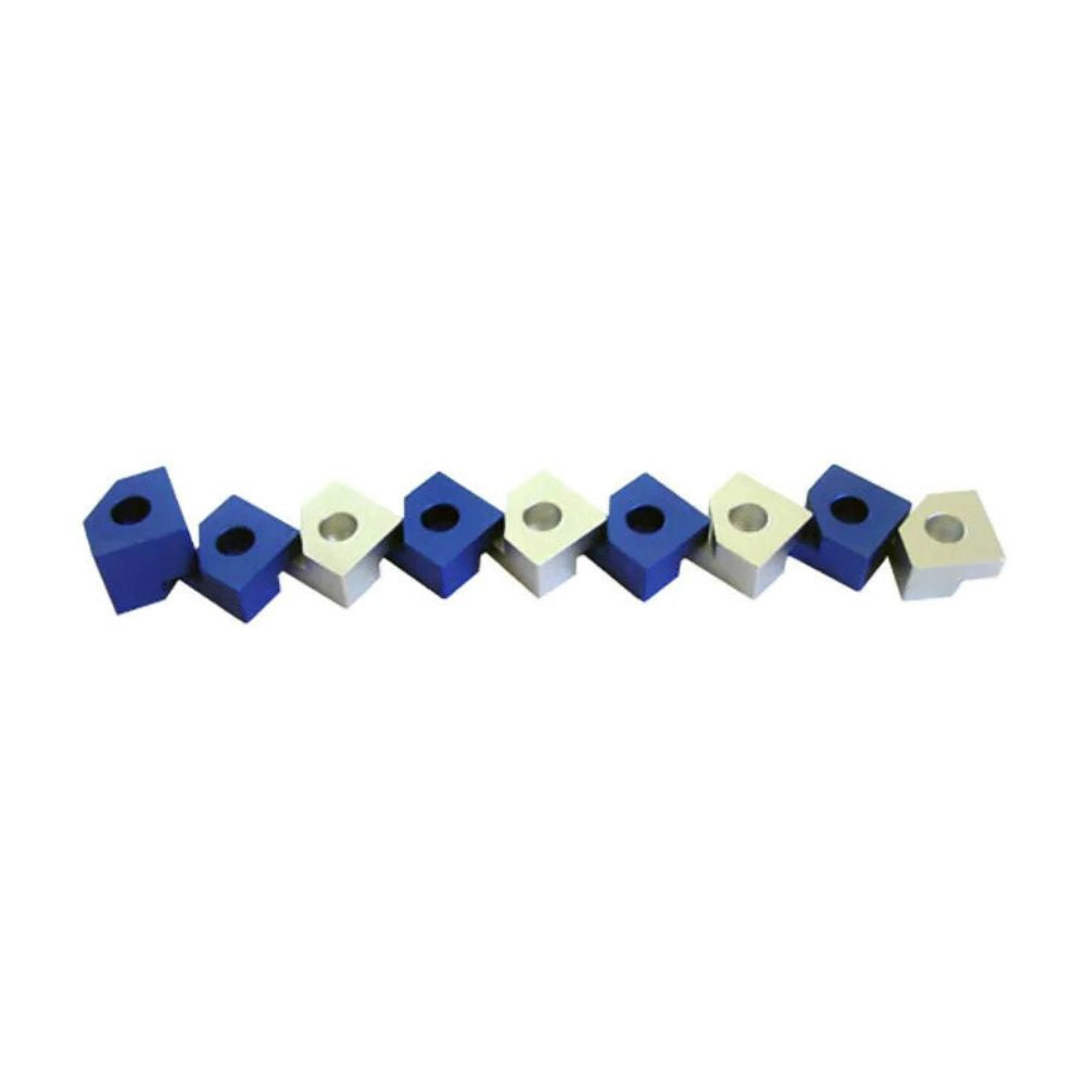 Menorah, Step Style for Travel, Blue and Silver Colored Anodized Aluminum