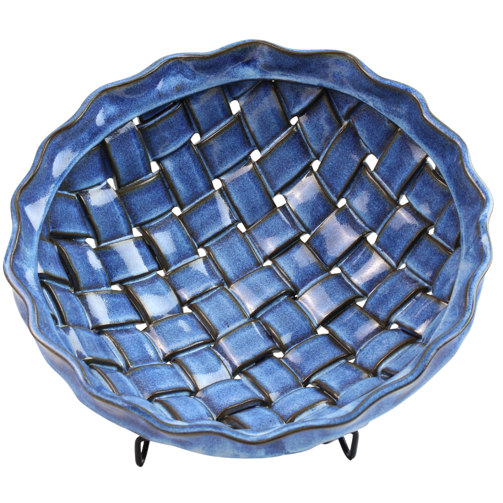 Bowl, Large, Hand Cut and Woven Design, High Fired Ceramic, One of a Kind Piece