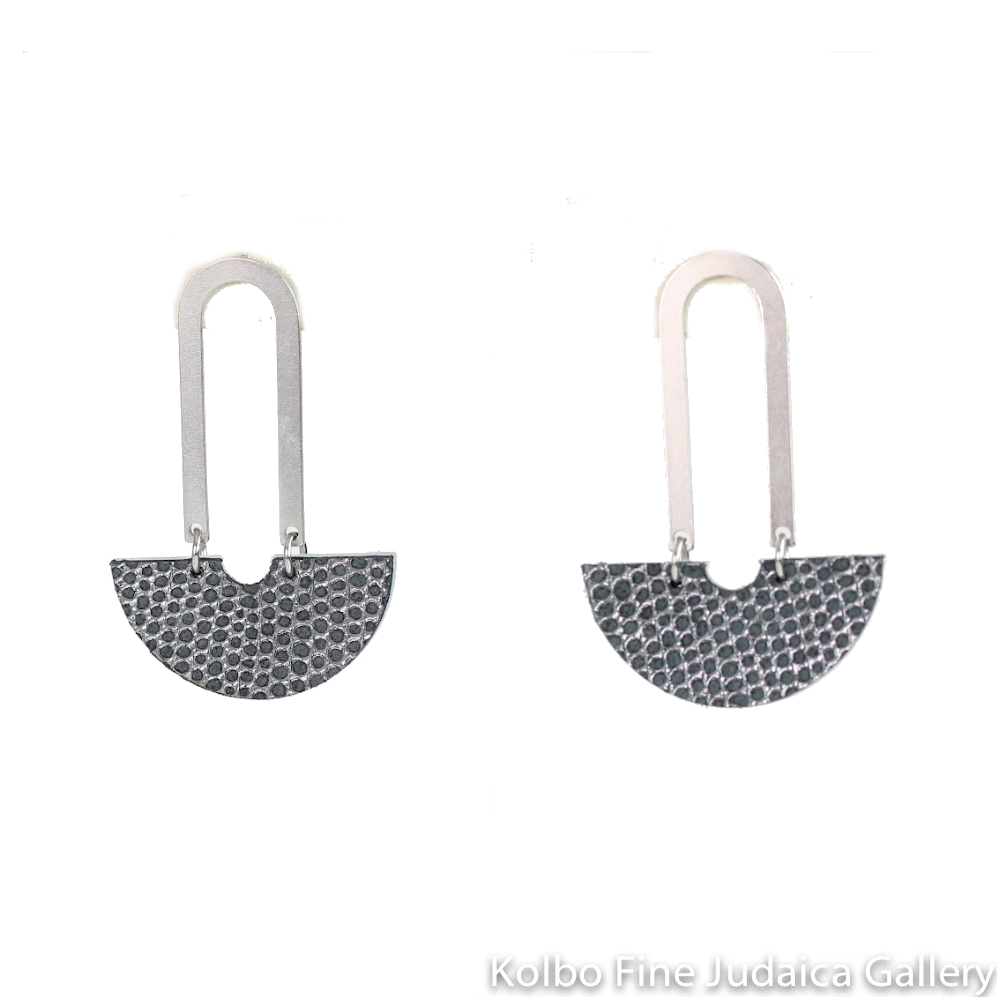 Earrings, Silver Leather, Post