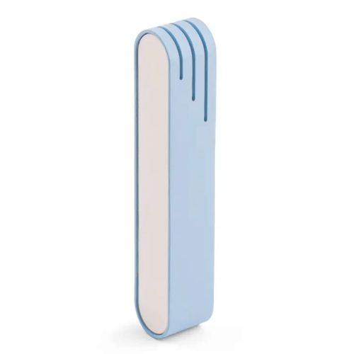 Mezuzah, Elliptical Design, Light Blue and White Anodized Aluminum