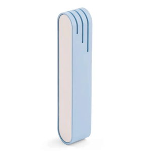 Mezuzah, Elliptical Design, Light Blue and White Anodized Aluminum