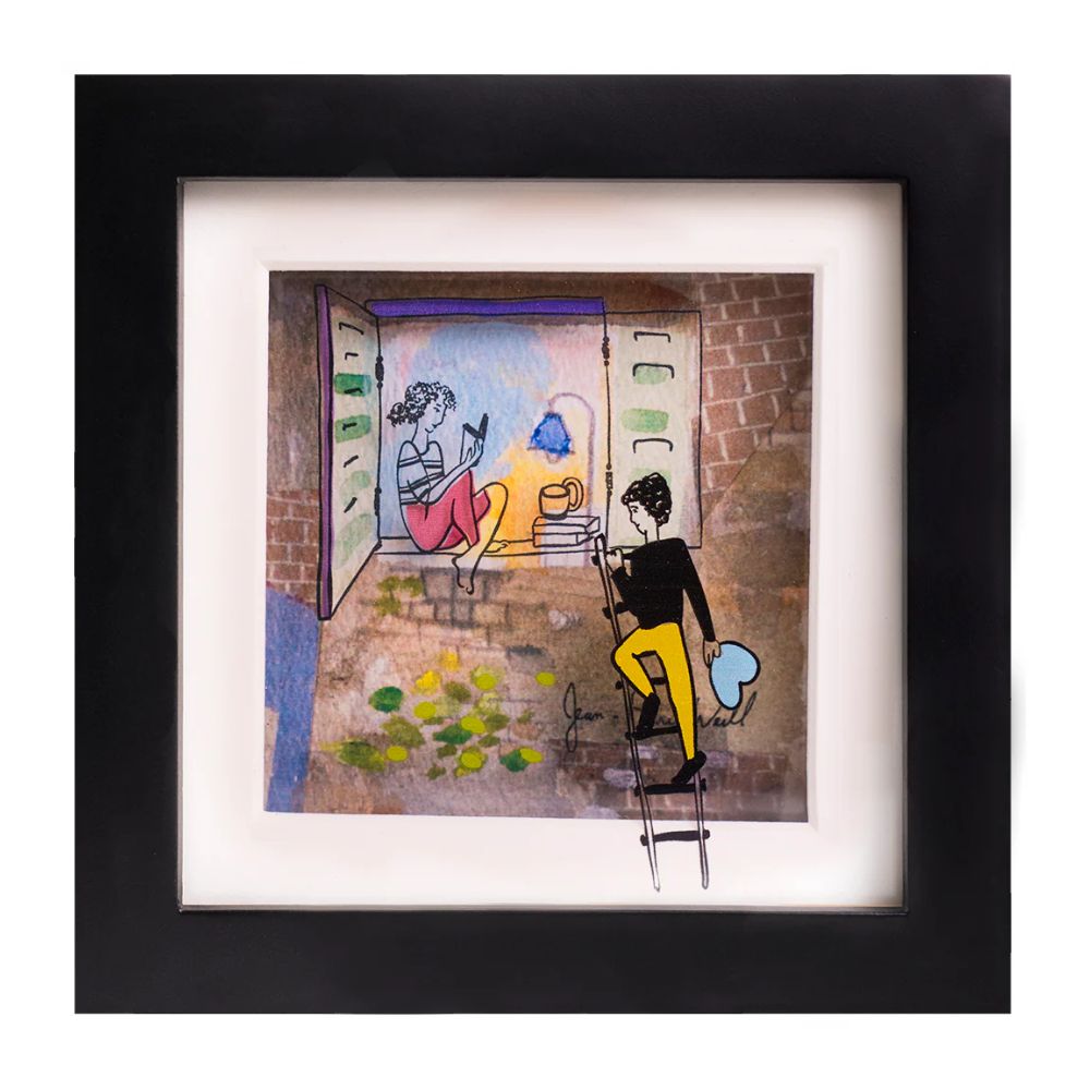 Rendezvous, Mini Hand Painted Artwork on Glass, Framed