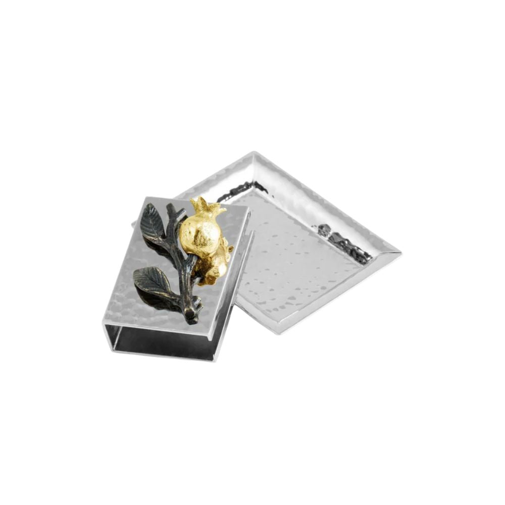 Matchbox Holder Set, Stainless Steel, Oxidized Brass, Goldtone