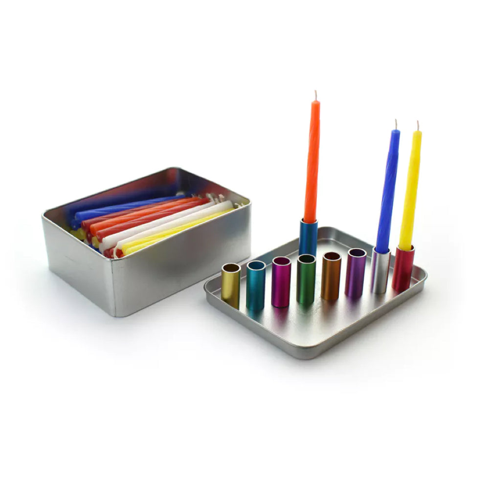 Menorah, Magnetic Travel Design in Box, Includes 44 Candles