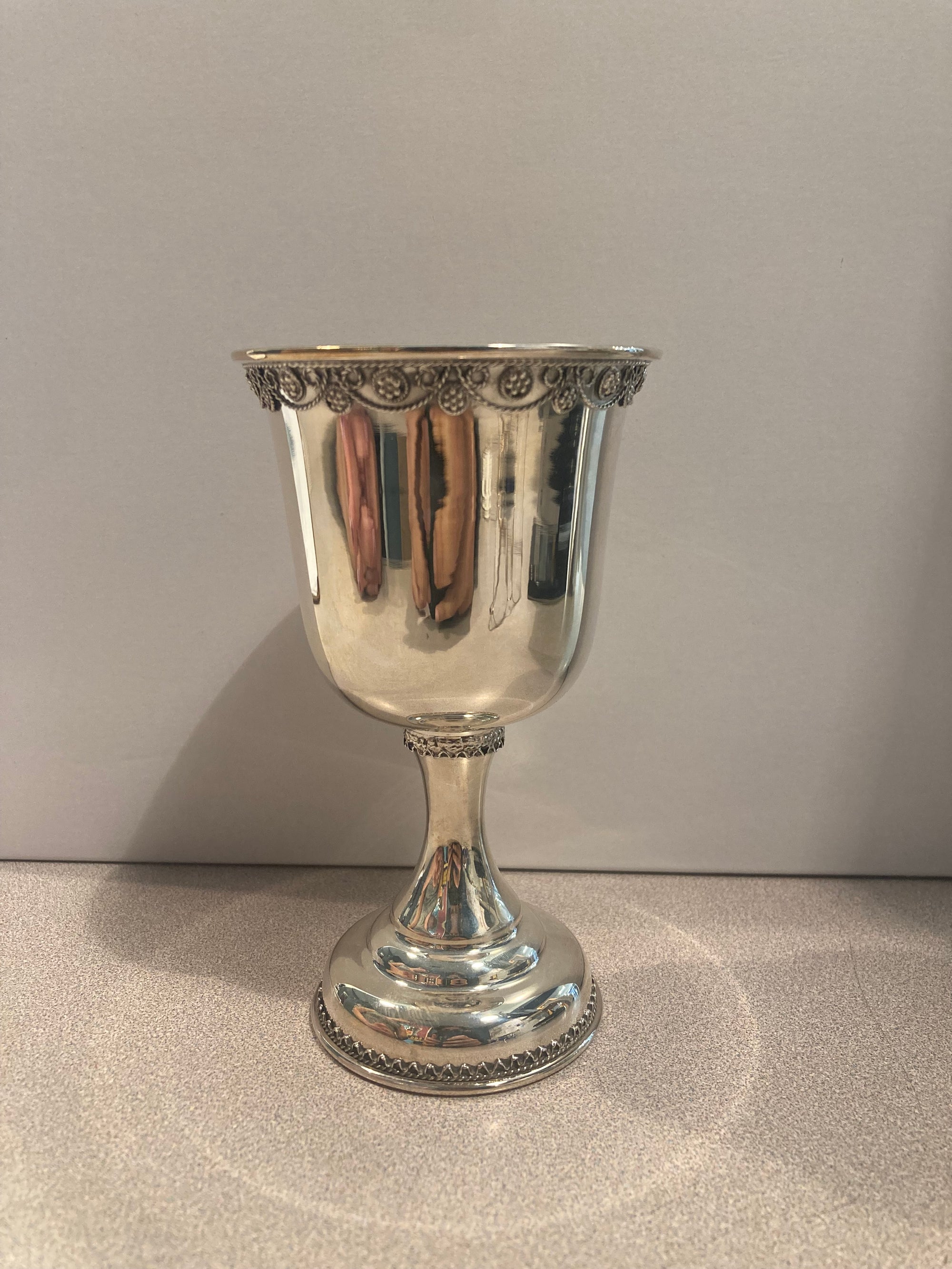 Kiddush Cup, Detailed Filigree, Sterling Silver