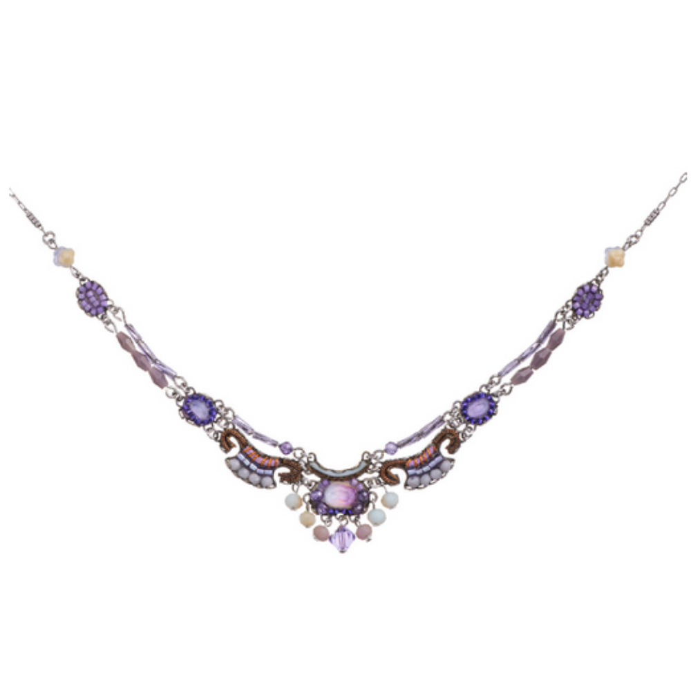 Necklace, Purple and Bronze Beading