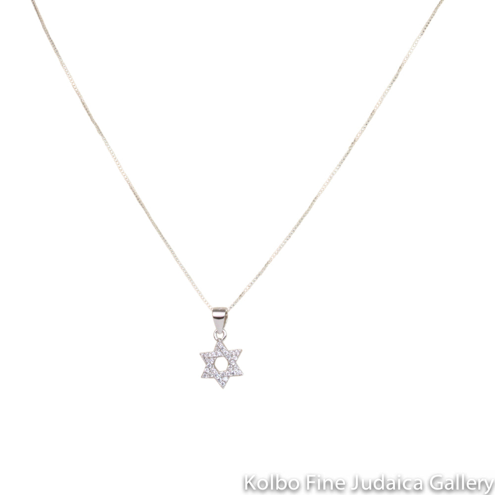 Pendant, Two Sided with CZs on One Side and Woven Sterling Silver on The Other