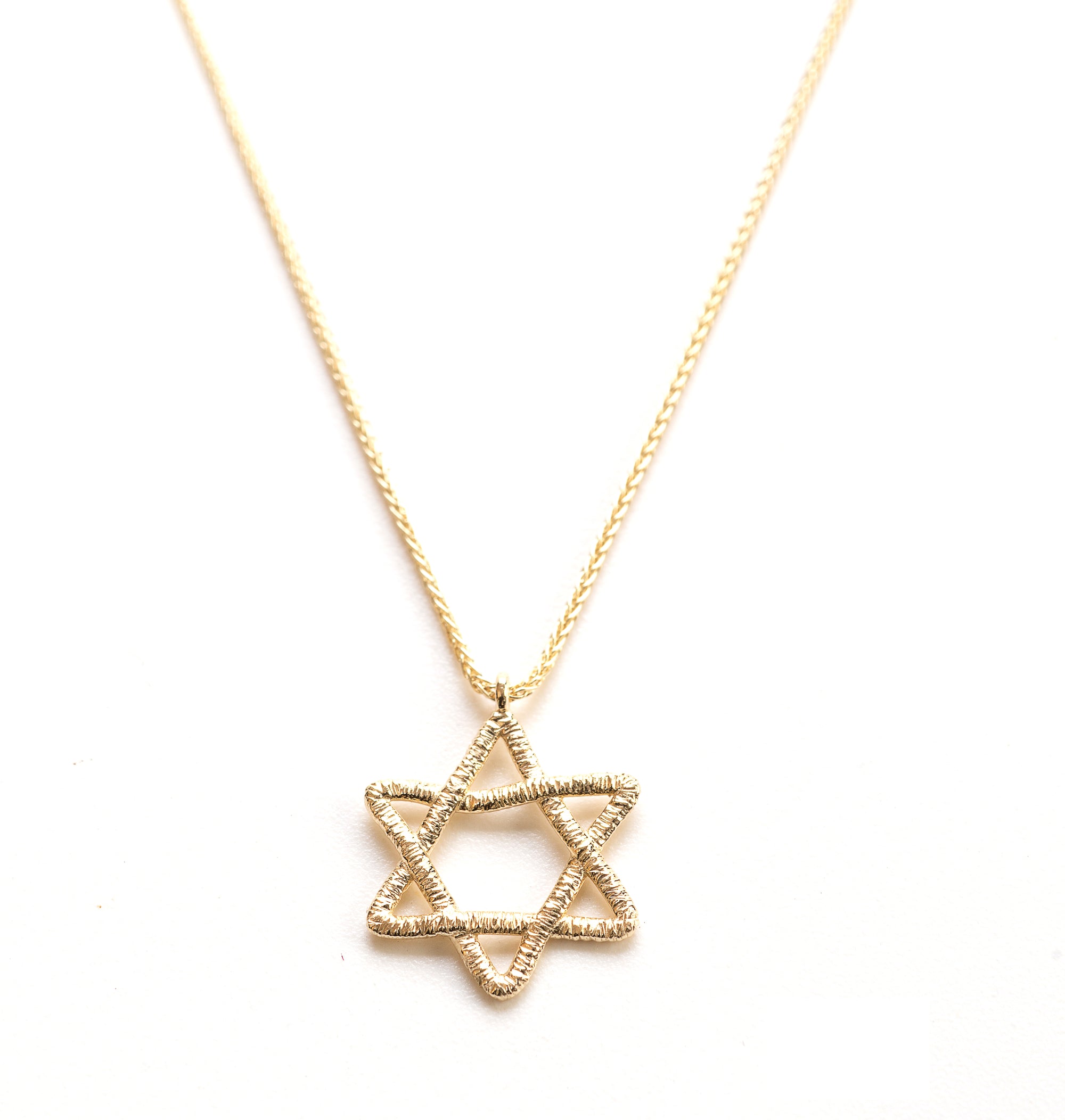 Necklace, Star with Textured Design, 14K Gold, Includes Adjustable Chain