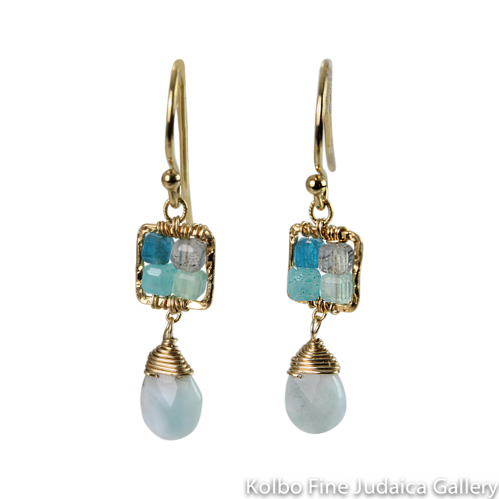 Earrings, Labradorite, Apatite, Amazonite, Green Agate, Gold Filled