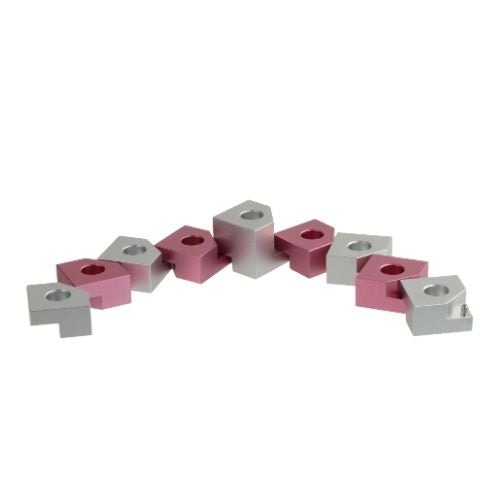 Menorah, Step Style For Travel, Pink and Silver Anodized Aluminum