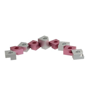 Menorah, Step Style For Travel, Pink and Silver Anodized Aluminum