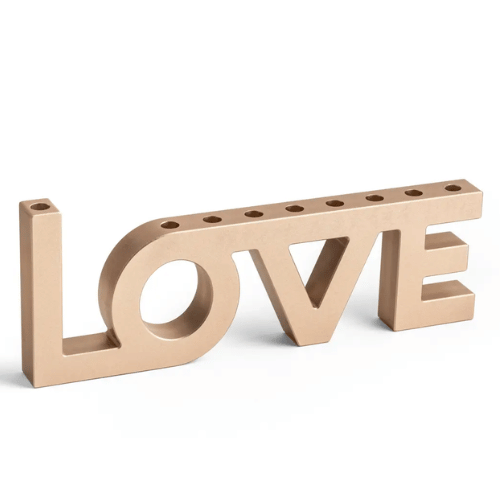 Menorah, Love Design, Champagne Anodized Aluminum