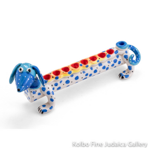 Menorah, Dog, Hand Made and Individually Painted Ceramic