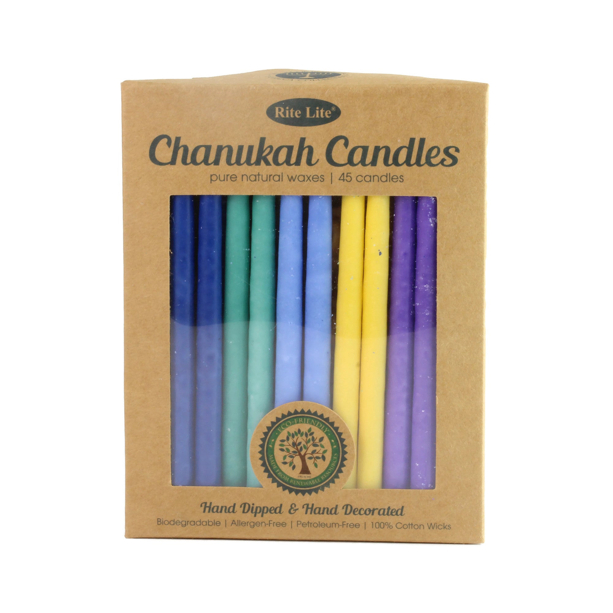 Chanukah Candles, Multicolor, Pure Vegetable Wax