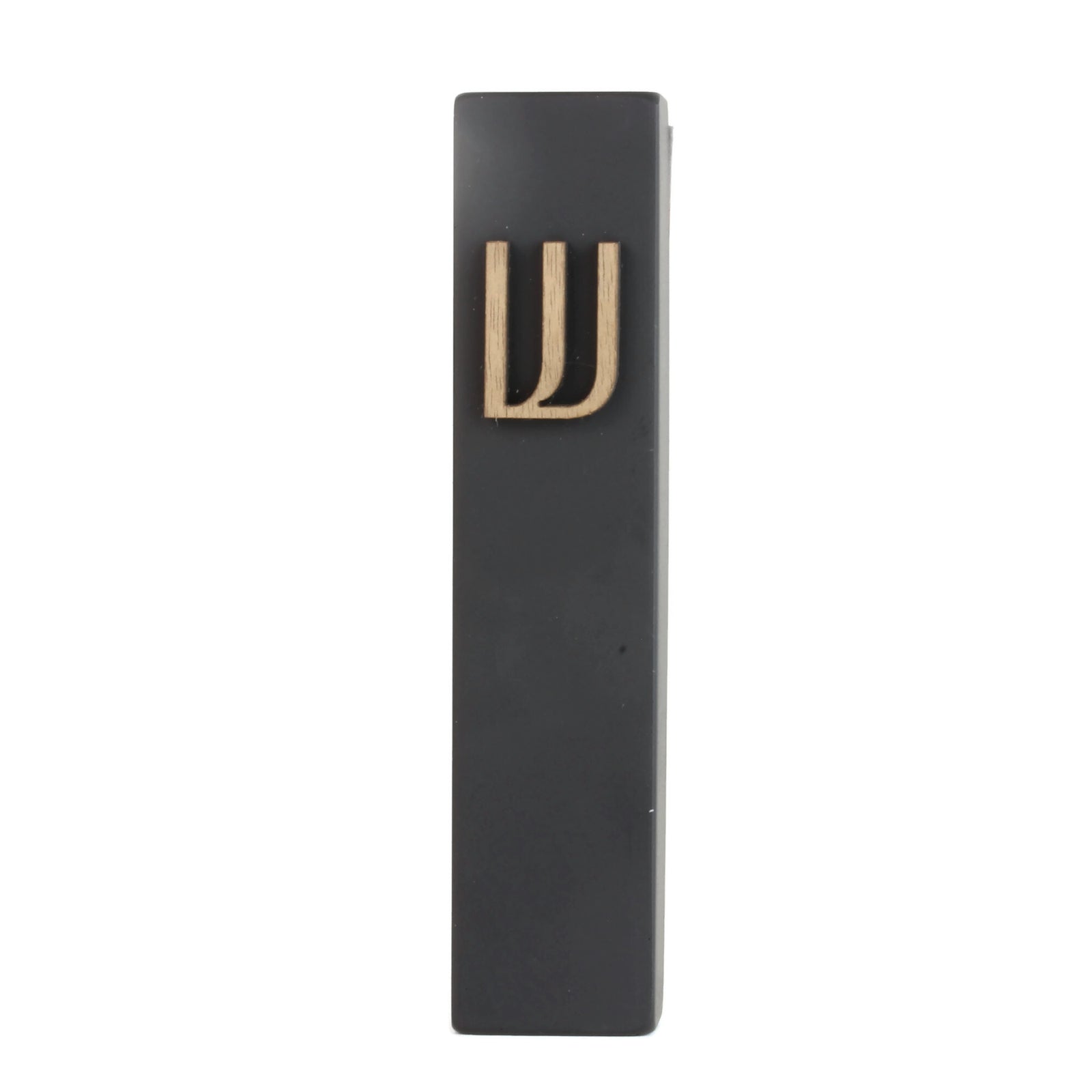 Mezuzah, Black Concrete with Wooden Shin, 5"
