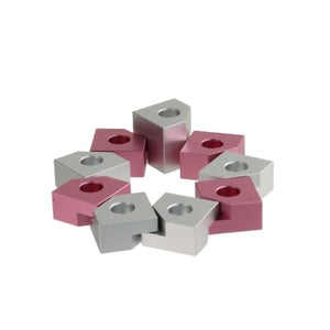 Menorah, Step Style For Travel, Pink and Silver Anodized Aluminum