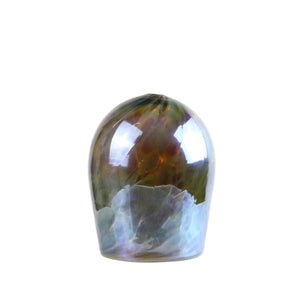 Breaking Glass and Pouch, Luster Amber Green, Hand Blown