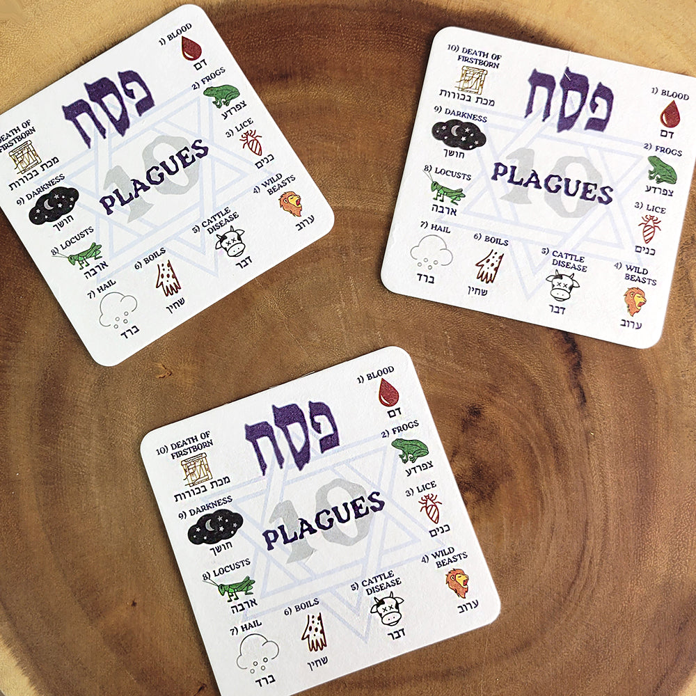 Coasters, 10 Plagues Designed for Dabbing Wine, Set of 12