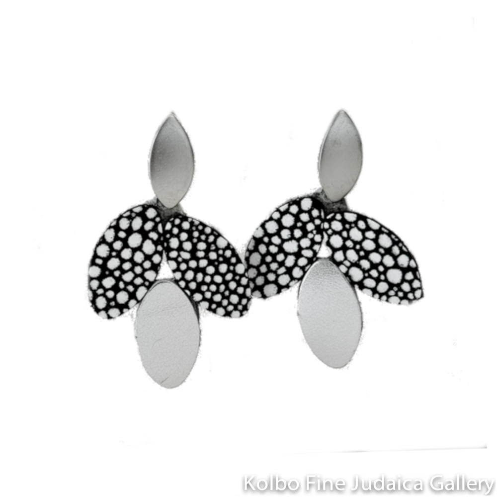 Earrings, Silver Leather, Post