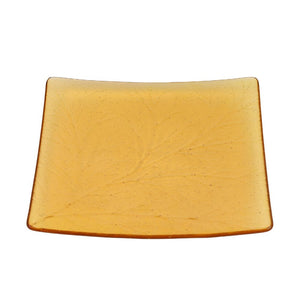 Honey and Apple Set, Square Leaf Plate with Honeybee Bowl, Amber Glass