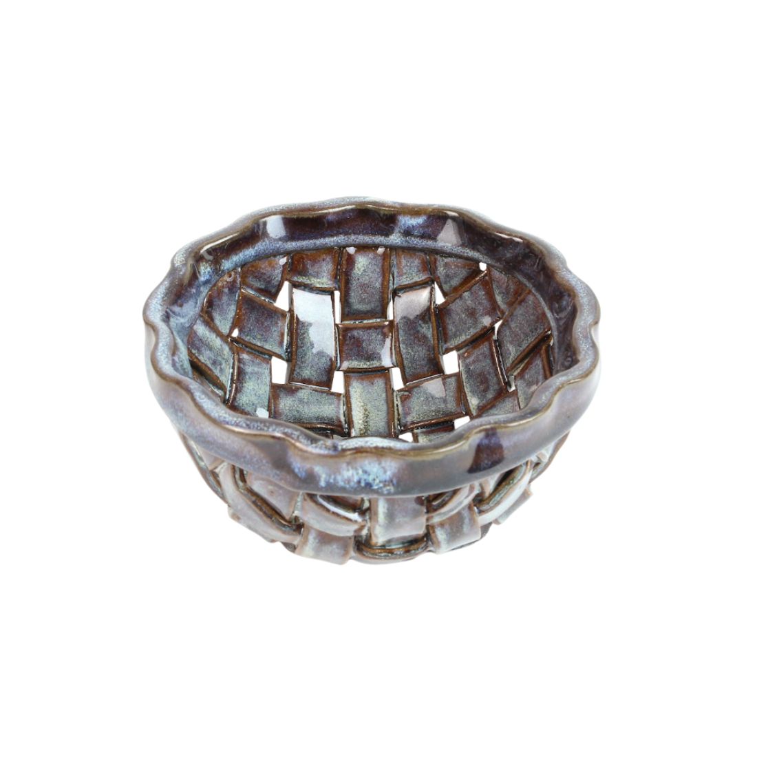 Berry Bowl, Hand Cut and Woven Design, High Fired Ceramic, One of a Kind Piece
