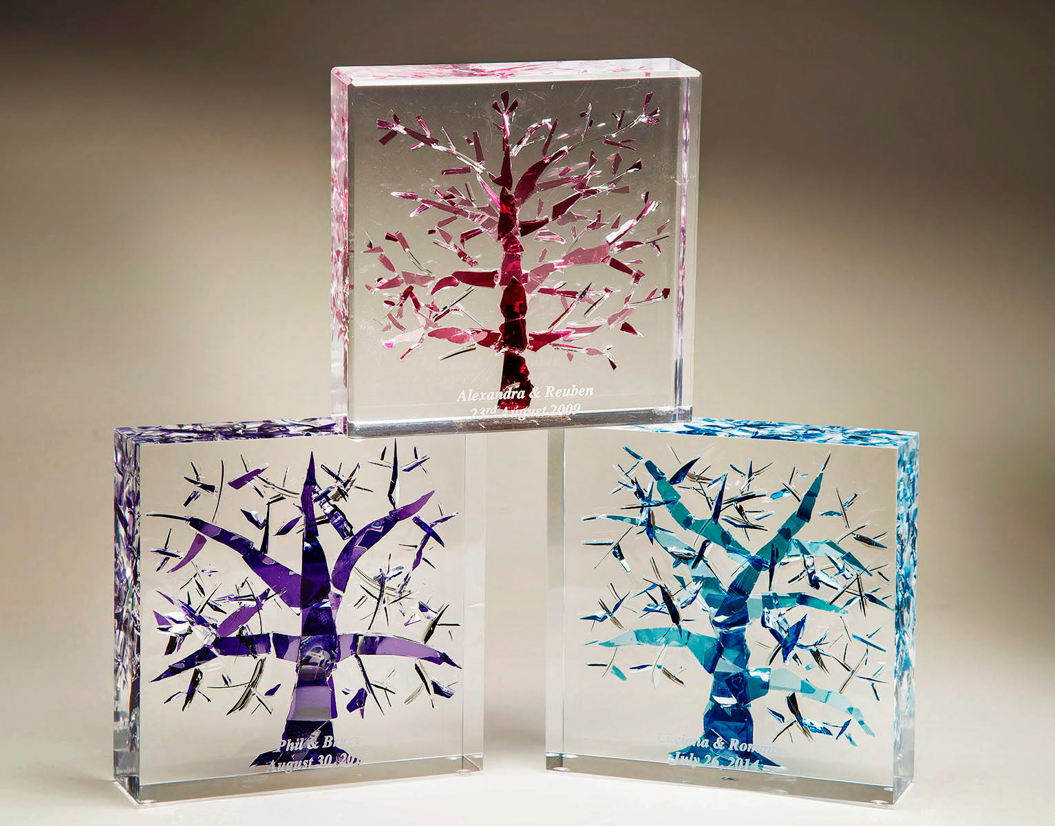 Commemorative Lucite Cube for Wedding Glass, Tree of Life