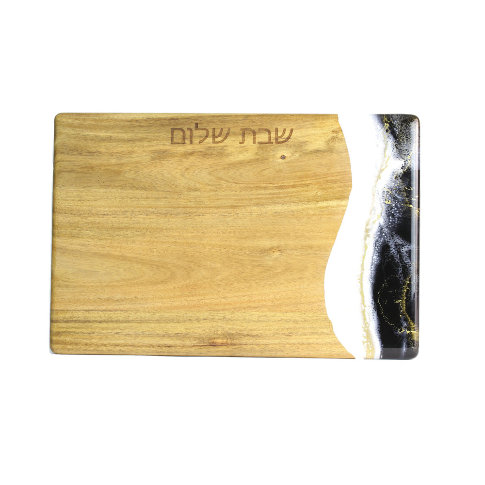 Challah Board, Acacia Wood with Onyx Enamel Design