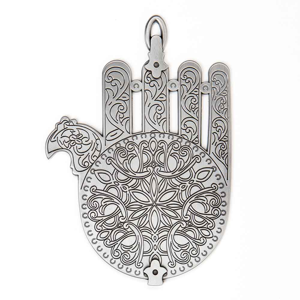 Wall Hamsa, Pewter with Filigree