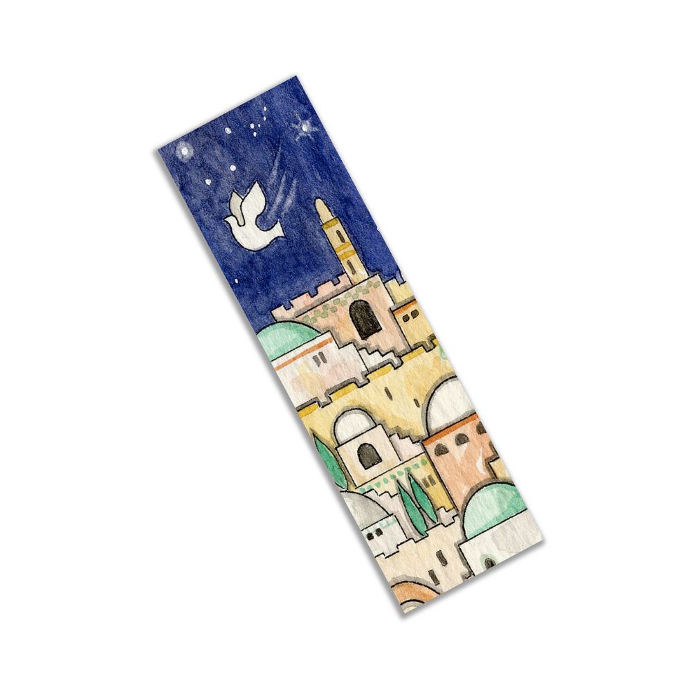 Car Mezuzah, Jerusalem Night with Dove Design