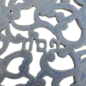 Seder Plate, Hand Cut Design, Ceramic with Blue Glaze, One of a Kind